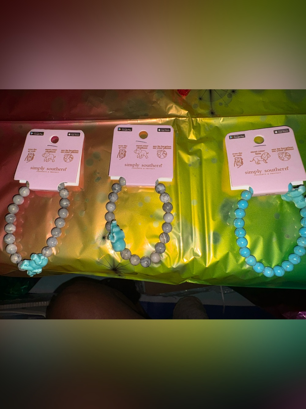 Simply Southern Turquoise and Light Gray traceable bracelets